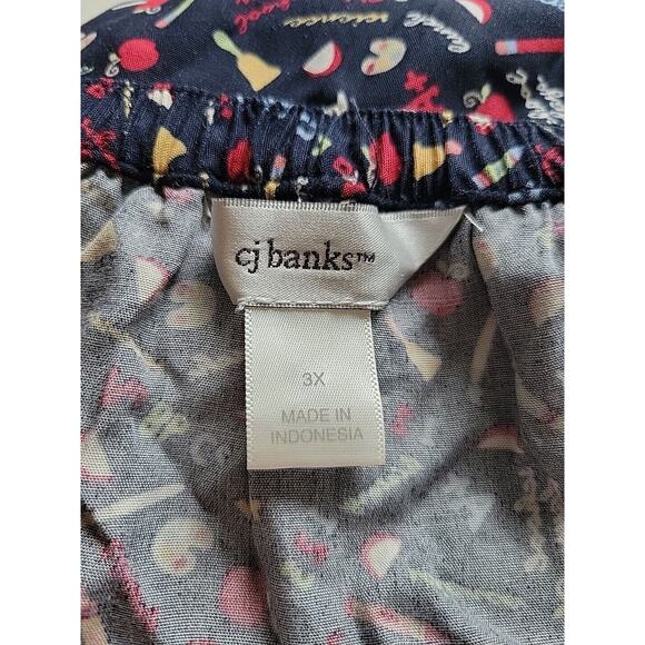 CJ Banks Black School Days Teacher Print Button Up Full Midi Rayon Skirt Plus 3X - Picture 10 of 11